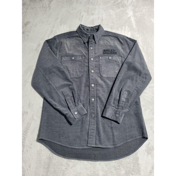 Harley-Davidson Other - Harley-Davidson Shirt Mens Large Gray Corduroy Snap Front Motorcycle Biker
